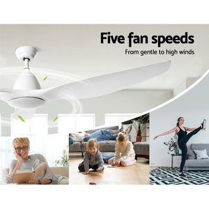 64" DC Motor Ceiling Fan with LED Light with Remote 8H Timer Reverse Mode 5 Speeds White