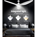 64" DC Motor Ceiling Fan with LED Light with Remote 8H Timer Reverse Mode 5 Speeds White