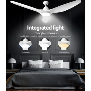 64" DC Motor Ceiling Fan with LED Light with Remote 8H Timer Reverse Mode 5 Speeds White