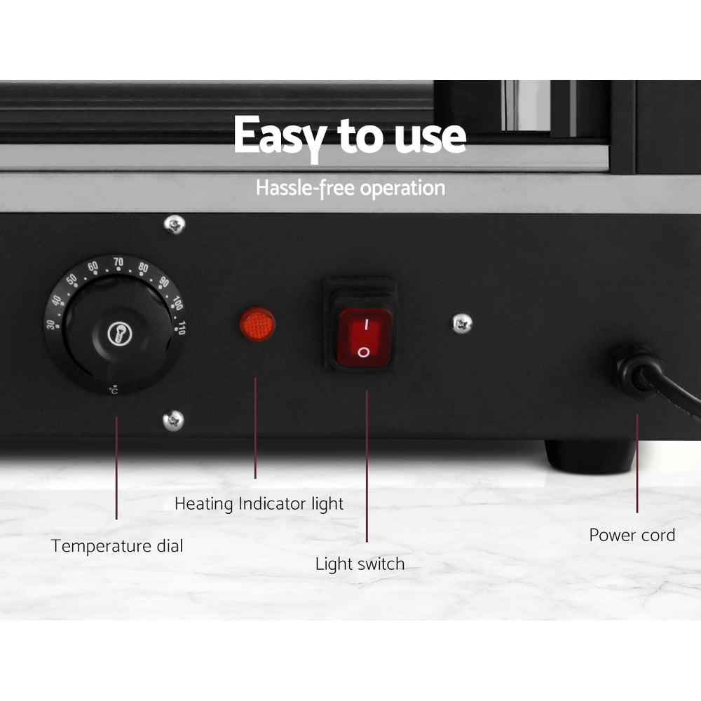 Devanti Commercial Food Warmer Electric Hot Display Pie Showcase Stainless Steel