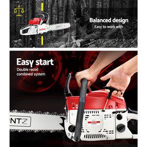 Giantz 58CC Commercial Petrol Chainsaw - Red & White