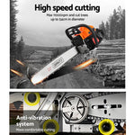 GIANTZ Latest 62cc Petrol Commercial Chainsaw 22 Bar E-Start Chain Saw Pruning