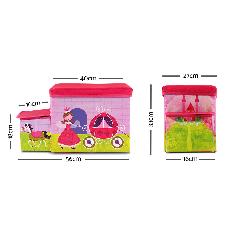 Kids Storage Toy Box Foldable Organiser - Pink