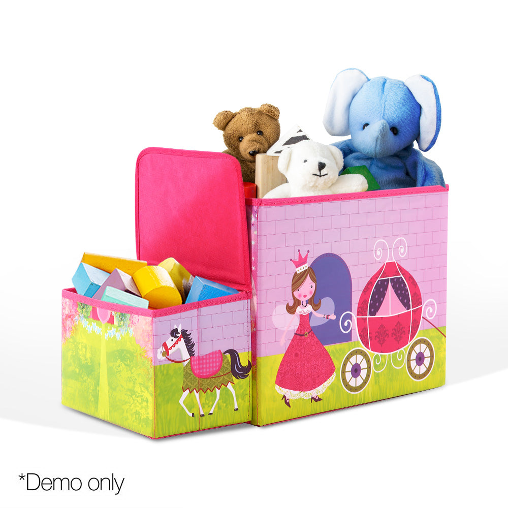 Kids Storage Toy Box Foldable Organiser - Pink