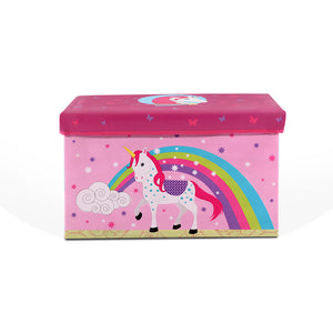 Kids Storage Toy Box Foldable - Pink / Unicorn