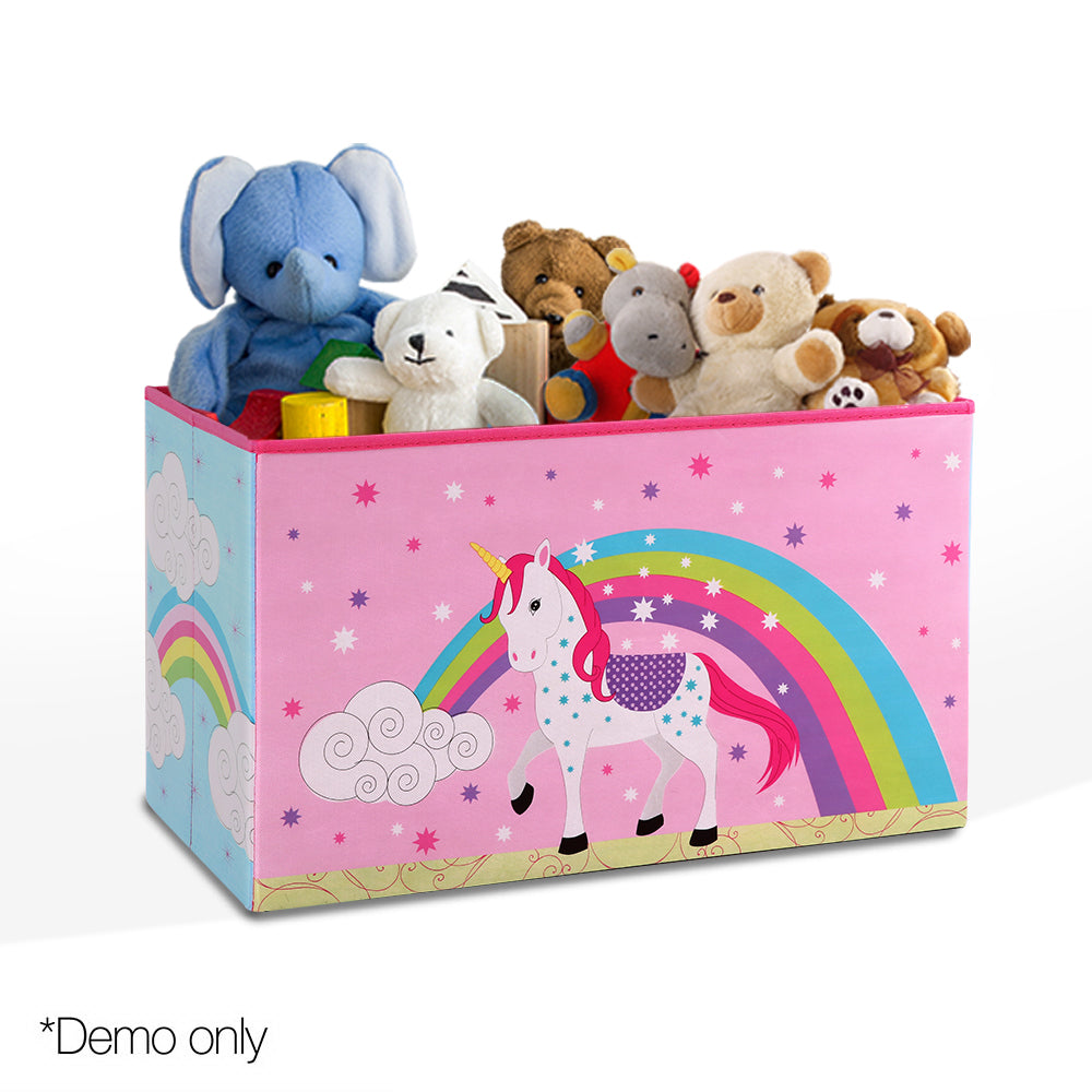 Kids Storage Toy Box Foldable - Pink / Unicorn