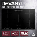 Devanti Induction Cooktop 90cm Electric Hob Stove Cooker Ceramic Black Glass