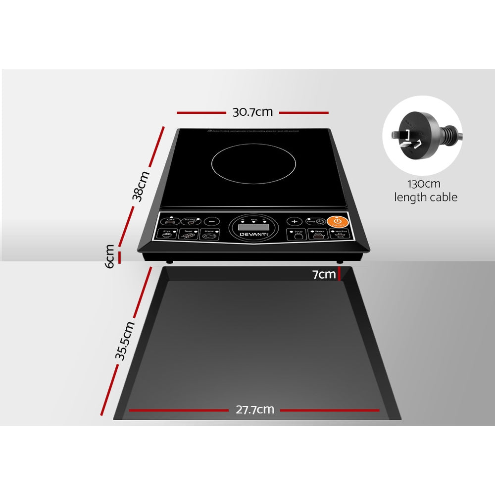 Devanti Portable Single Ceramic Electric Induction Cook Top - Black