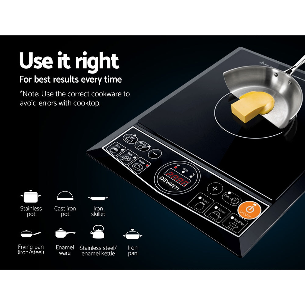 Devanti Portable Single Ceramic Electric Induction Cook Top - Black