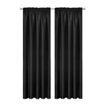 Artqueen 2X Pinch Pleat Pleated Blockout Curtains Black 140cmx213cm