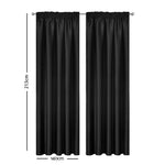 Artqueen 2X Pinch Pleat Pleated Blockout Curtains Black 140cmx213cm