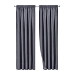 Artqueen 2X Pinch Pleat Pleated Blockout Curtains Dark Grey 140cmx213cm