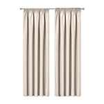 Artqueen 2X Pinch Pleat Pleated Blockout Curtains Sand 180cmx230cm