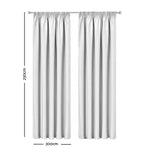 Artqueen 2X Pinch Pleat Pleated Blockout Curtains White 300cmx230cm