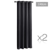 Set of 2 ArtQueen 3 Pass Eyelet Blockout Curtain Black 140cm