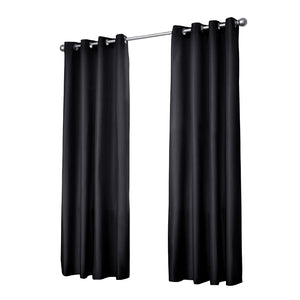 Art Queen 2 Panel 180 x 230cm Block Out Curtains - Black