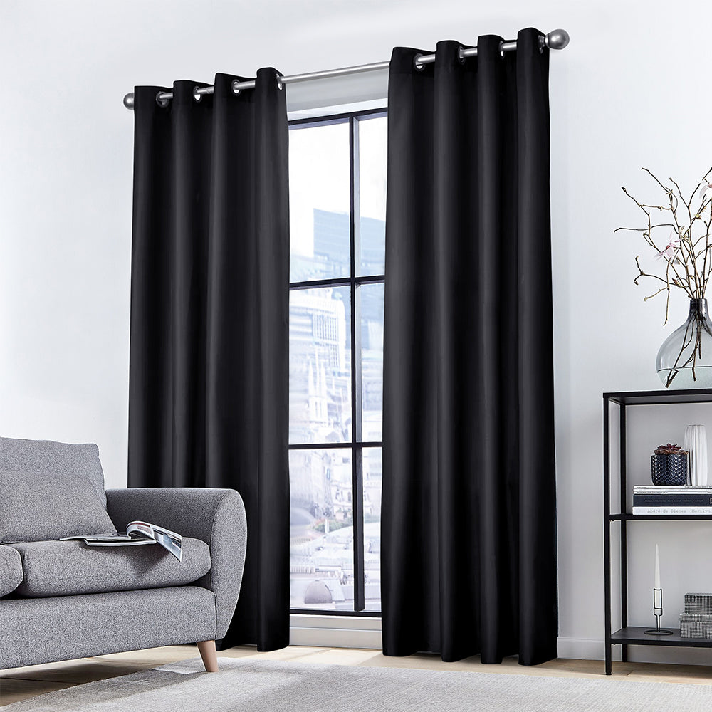 Art Queen 2 Panel 180 x 230cm Block Out Curtains - Black