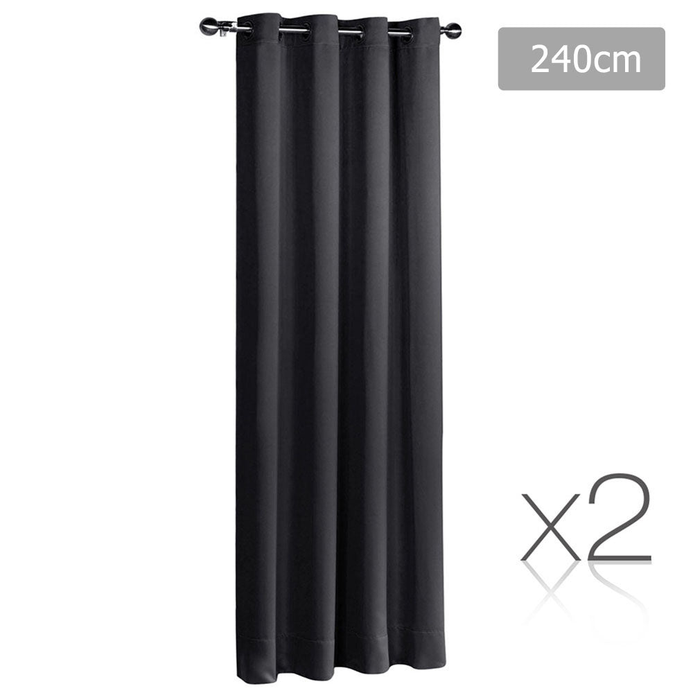 Art Queen 2 Panel 240 x 230cm Block Out Curtains - Black