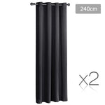 Art Queen 2 Panel 240 x 230cm Block Out Curtains - Black