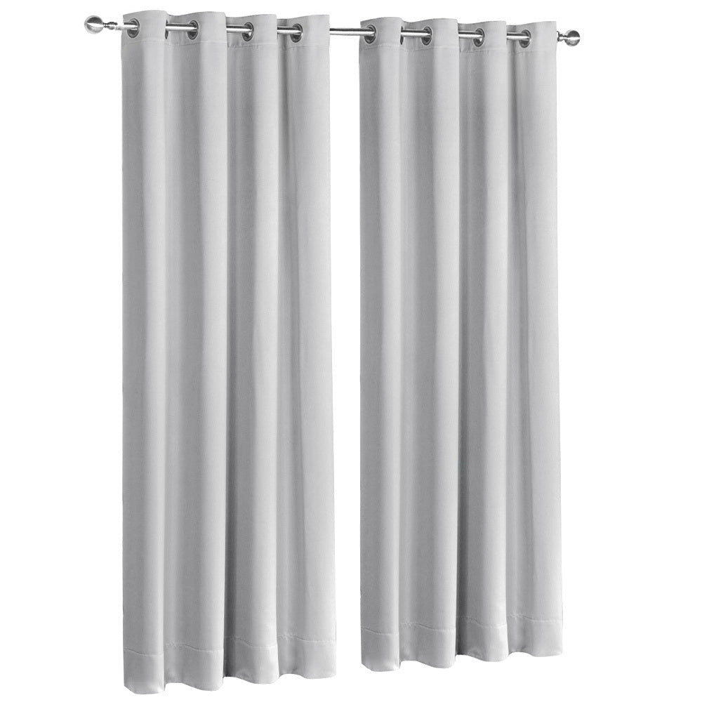 Art Queen 2 Panel 240 x 230cm Block Out Curtains - Light Grey