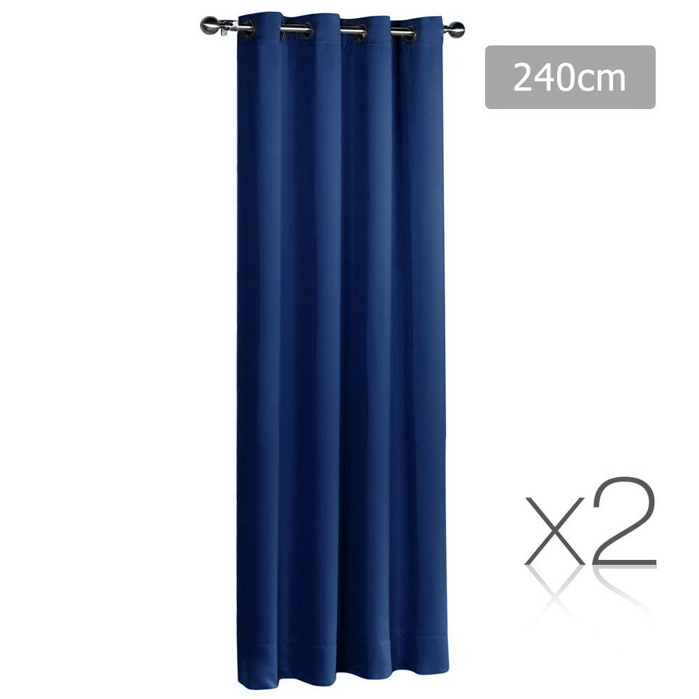 Art Queen 2 Panel 240 x 230cm Eyelet Block Out Curtains - Navy