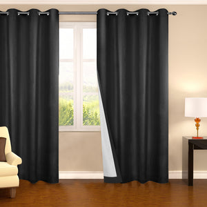 Art Queen 2 Panel 140 x 230cm Eyelet Blockout Curtains - Black