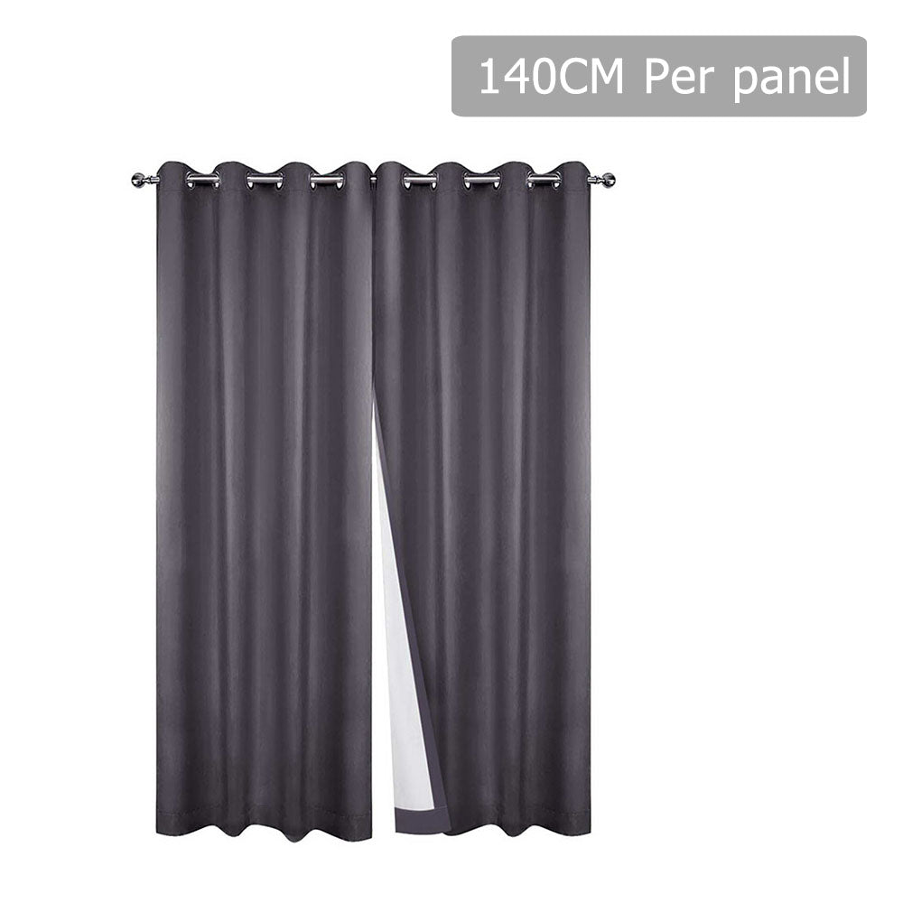 Art Queen 2 Panel 140 x 230cm Eyelet Blockout Curtains - Grey