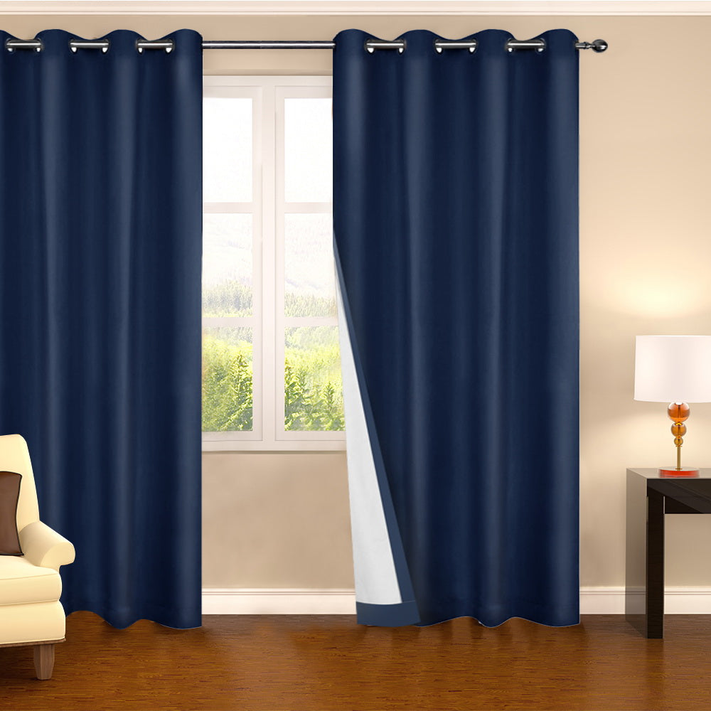 Art Queen 2 Panel 180 x 230cm Eyelet Blockout Curtains - Navy