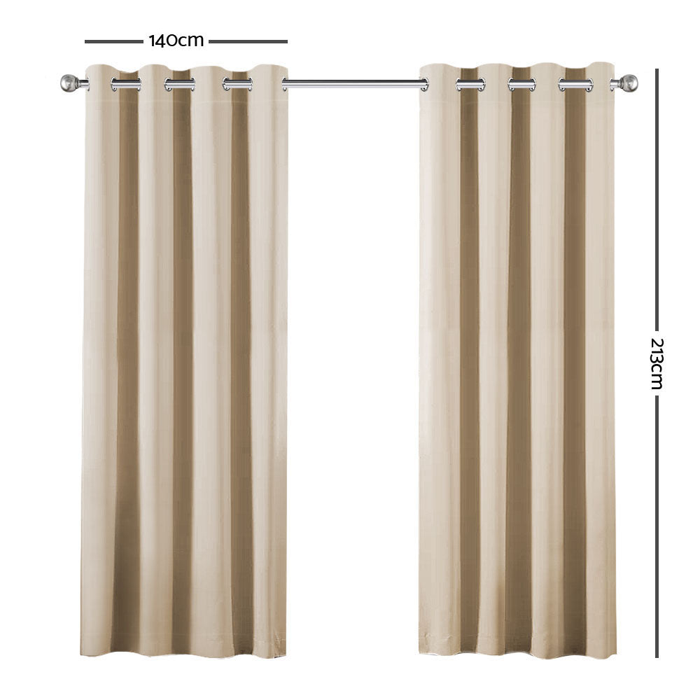 Art Queen 2 Panel 140 x 213cm Block Out Curtains - Latte