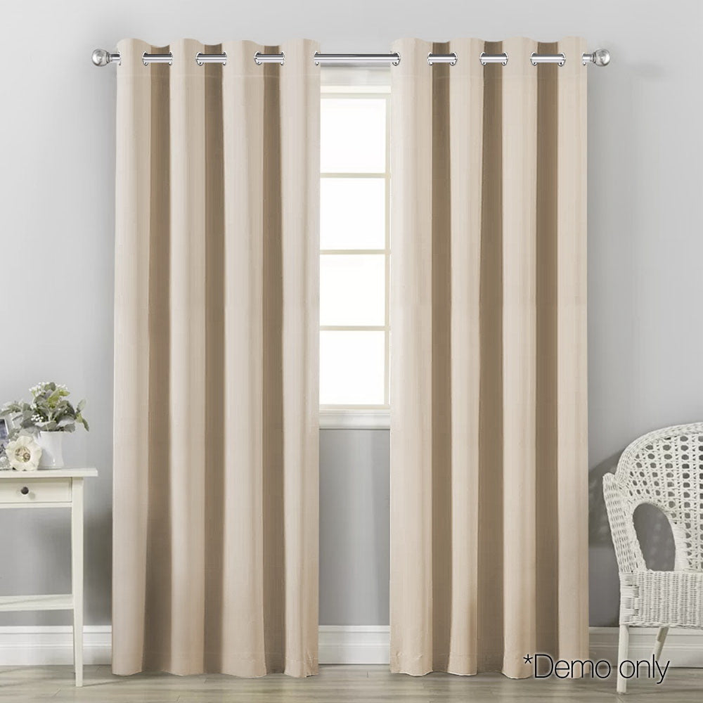 Art Queen 2 Panel 140 x 213cm Block Out Curtains - Latte