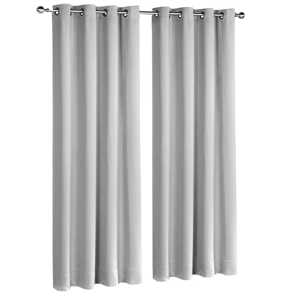 Art Queen 2 Panel 140 x 213cm Block Out Curtains - Light Grey