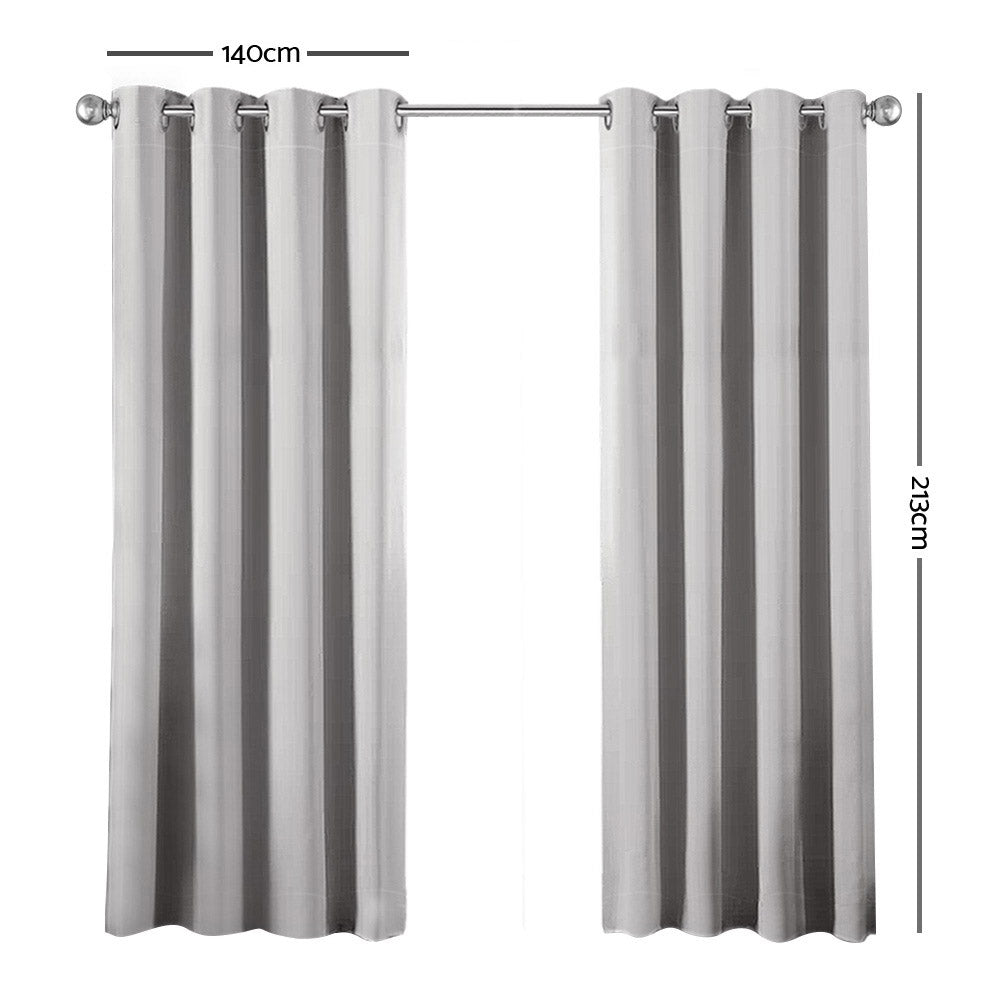 Art Queen 2 Panel 140 x 213cm Block Out Curtains - Light Grey