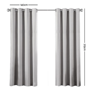 Art Queen 2 Panel 140 x 213cm Block Out Curtains - Light Grey