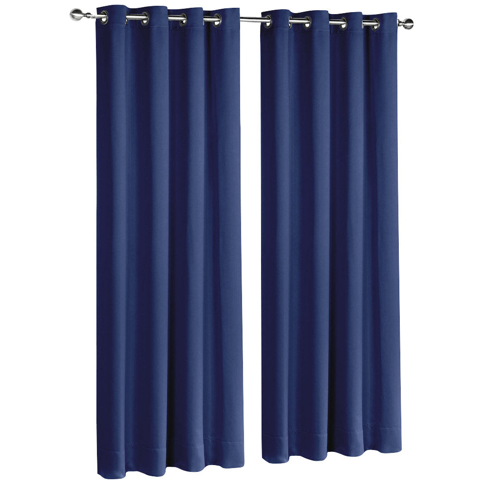 Art Queen 2 Panel 140 x 213cm Block Out Curtains - Navy