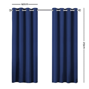 Art Queen 2 Panel 140 x 213cm Block Out Curtains - Navy