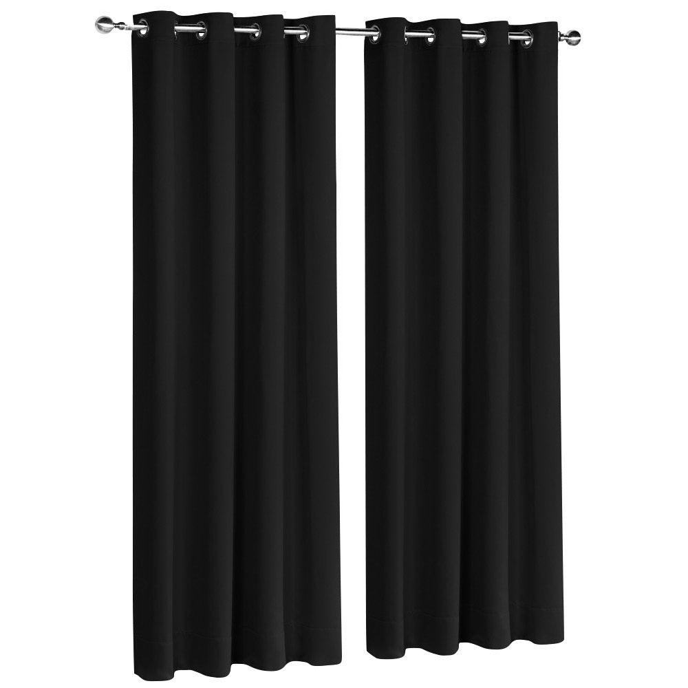 Art Queen 2 Panel 180 x 213cm Block Out Curtains - Black