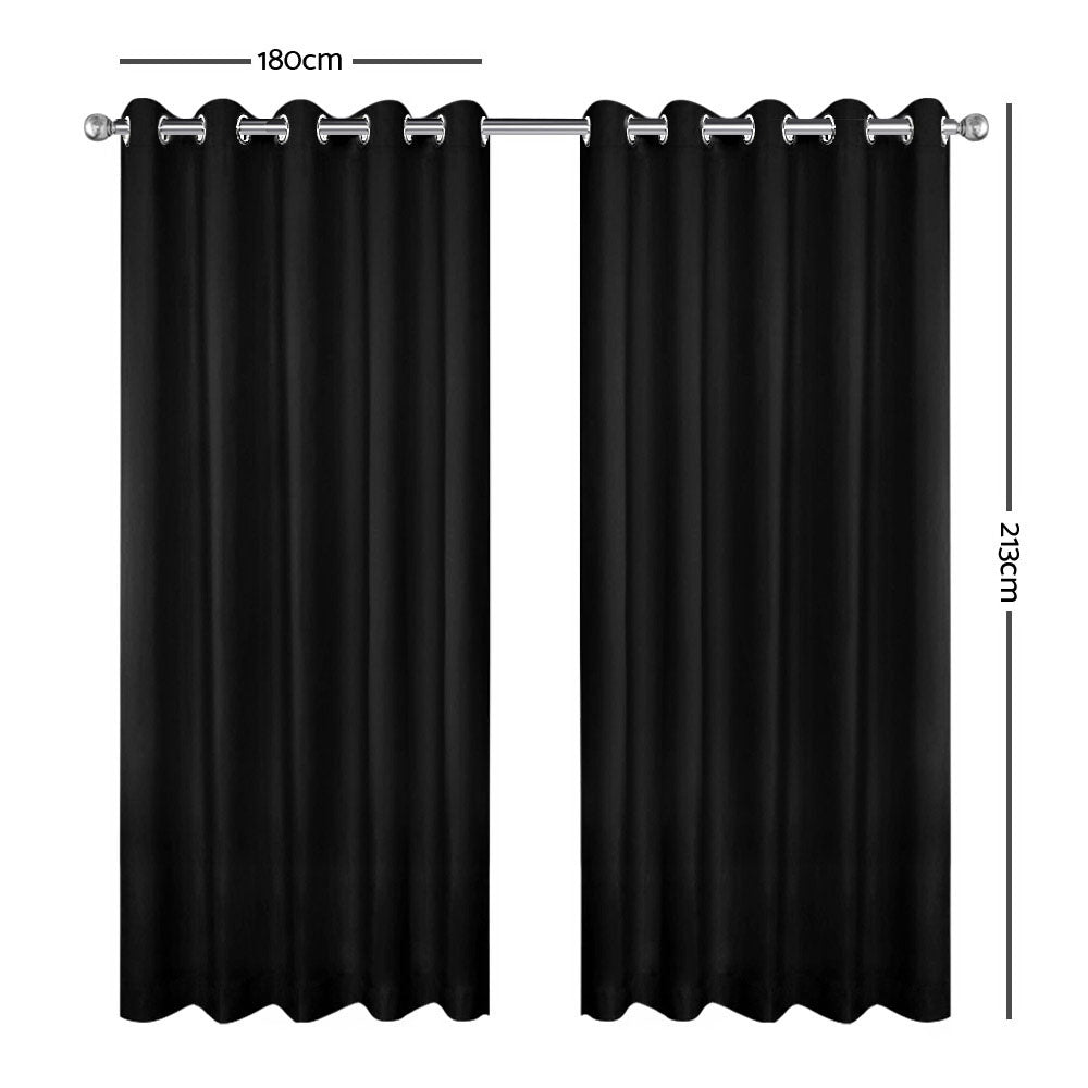 Art Queen 2 Panel 180 x 213cm Block Out Curtains - Black