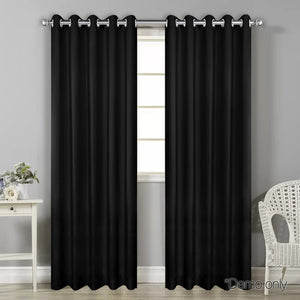 Art Queen 2 Panel 180 x 213cm Block Out Curtains - Black