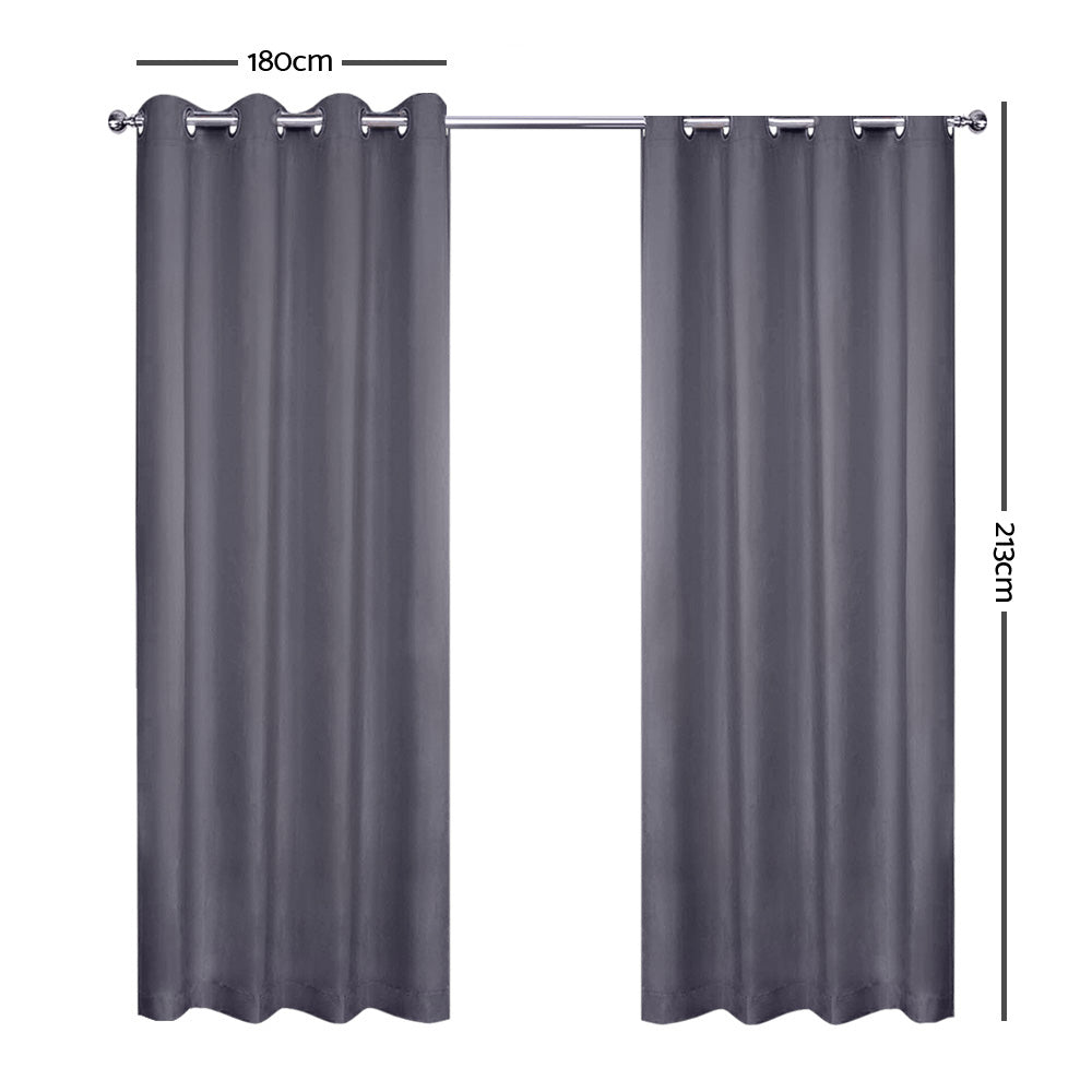 Art Queen 2 Panel 180 x 213cm Block Out Curtains - Grey