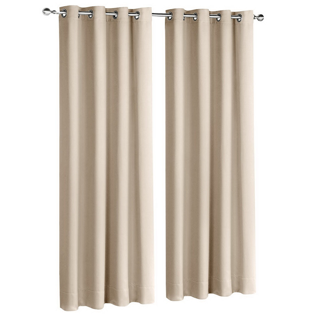 Art Queen 2 Panel 180 x 213cm Block Out Curtains - Latte