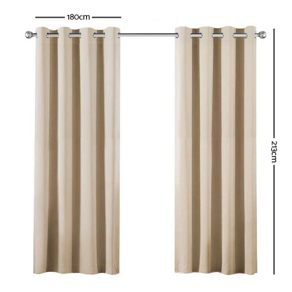 Art Queen 2 Panel 180 x 213cm Block Out Curtains - Latte