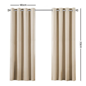 Art Queen 2 Panel 180 x 213cm Block Out Curtains - Latte