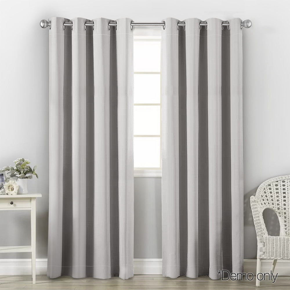 Art Queen 2 Panel 180 x 213cm Block Out Curtains - Light Grey