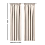 Art Queen 2 Pencil Pleat 140x213cm Blockout Curtains - Sand