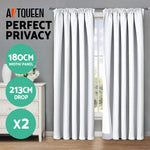 Art Queen 2 Pencil Pleat 180x213cm Blockout Curtains - White