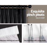 Art Queen 2 Pencil Pleat 240x213cm Blockout Curtains - Black