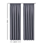 Art Queen 2 Pencil Pleat 240x213cm Blockout Curtains - Dark Grey