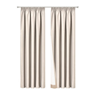 Art Queen 2 Pencil Pleat 240x213cm Blockout Curtains - Sand