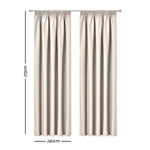 Art Queen 2 Pencil Pleat 240x213cm Blockout Curtains - Sand