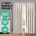 Art Queen 2 Pencil Pleat 240x213cm Blockout Curtains - Sand